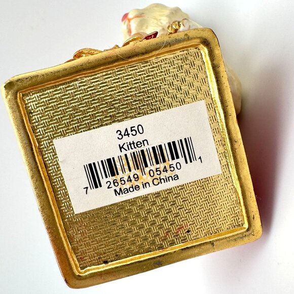 Hand-Painted Cat Trinket Box Crystals Pewter Polyresin Gift - Picture 5 of 9